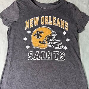 NFL‎ New Orleans Saints Women's Graphic Tee Size M Heather Gray Football Shirt